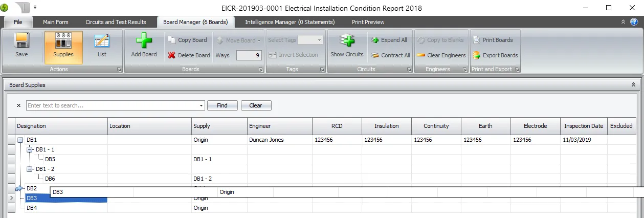 An animated demonstration of dragging and dropping boards to change supplies in the Board Manager.