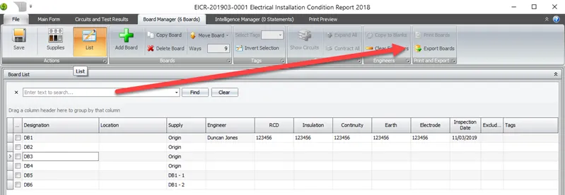 Export Boards button on the ribbon interface in Board Manager