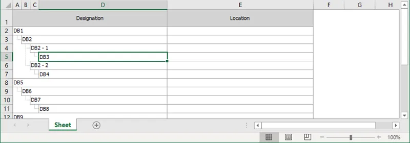 Excel sheet showing exported boards arranged as per their supplies
