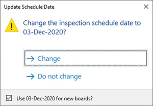 Screenshot showing the confirmation dialog for updating only the schedule date