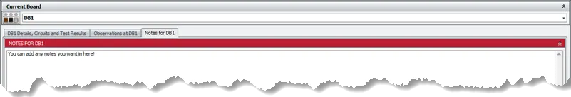 Screenshot showing the notes entry area for boards in Pirform