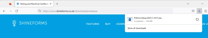 Windows SmartScreen activation message after a Firefox download