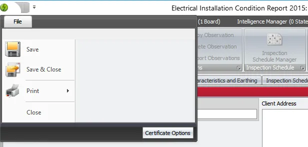 Screenshot of the menu to access certificate options in Shine Forms