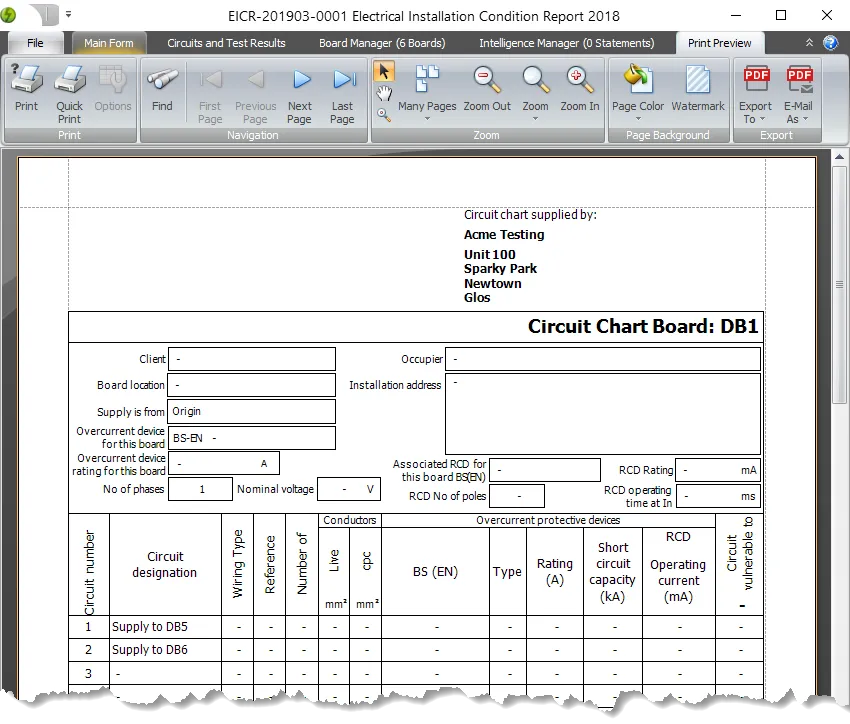 Circuit Chart Preview Screenshot