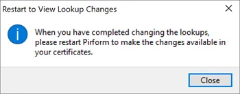 The restart to view changes dialog