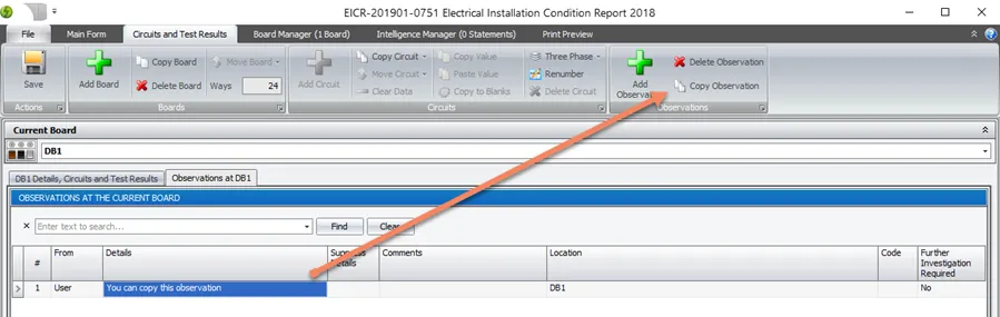 Copy board observation