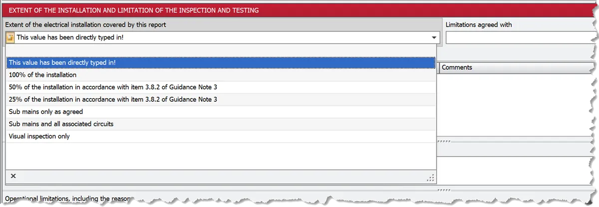 A dropdown list showing a value that was loaded from the cert