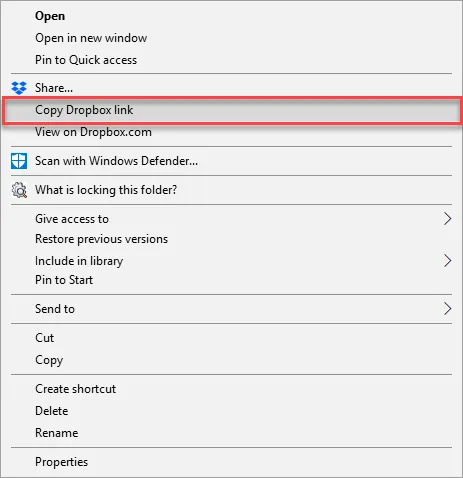 Dropbox share link example