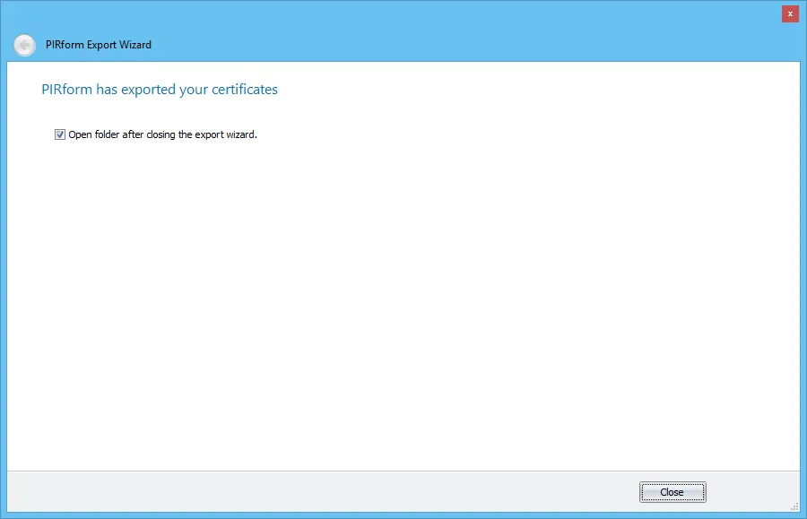 Screenshot of the export confirmation and folder selection step