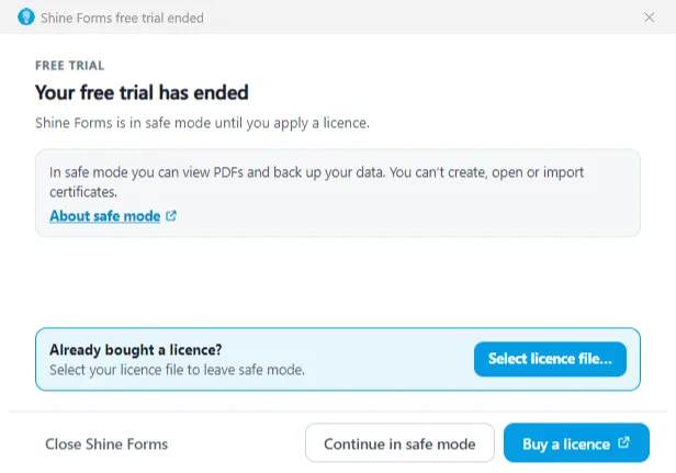 The free trial window when the trial has ended