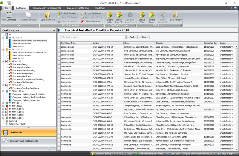 Screenshot of Shine Forms home screen