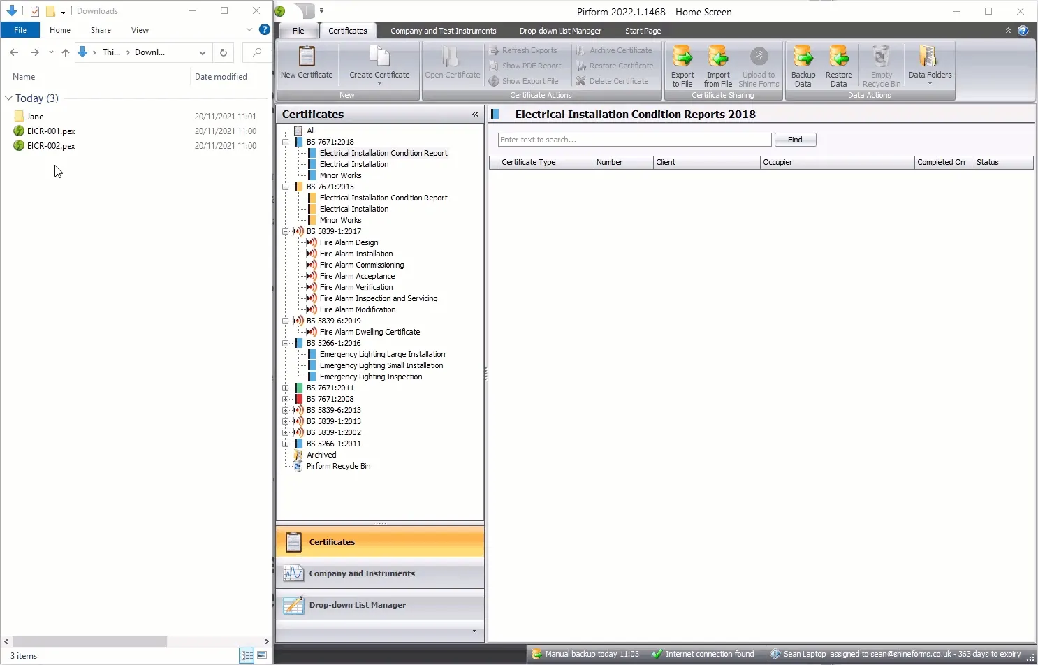 Animated GIF showing the drag-and-drop process for importing certificates