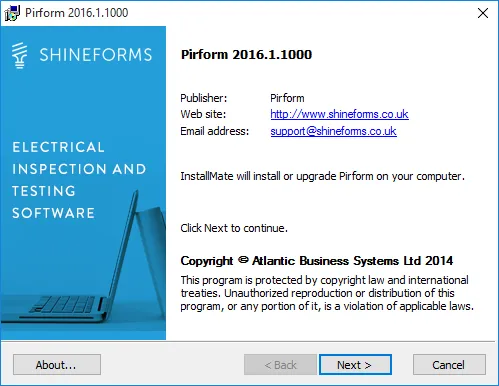 Screenshot of the Pirform installer