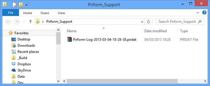 File Explorer showing the Shine Forms_Support folder containing the log file