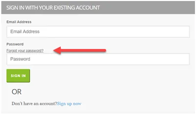 Forgot your password link on login page