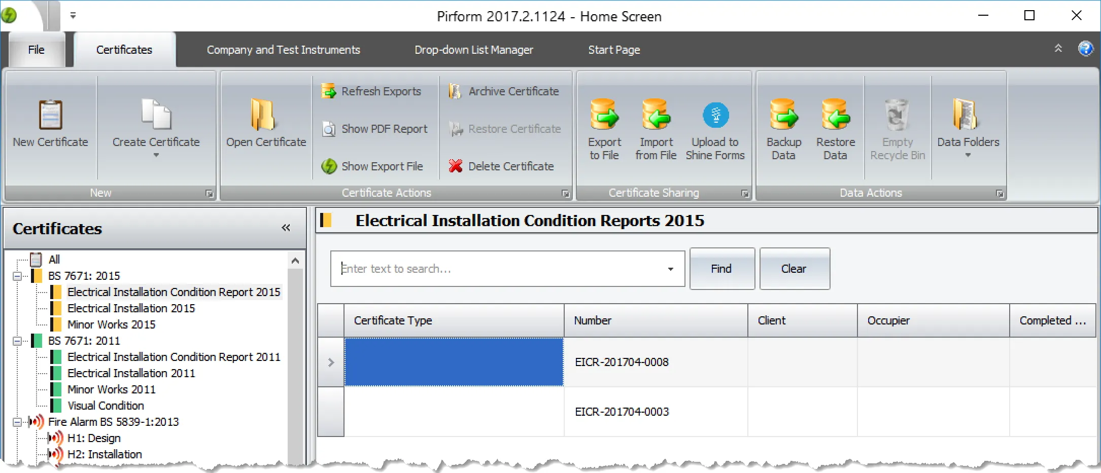 Shine Forms main interface in tablet mode