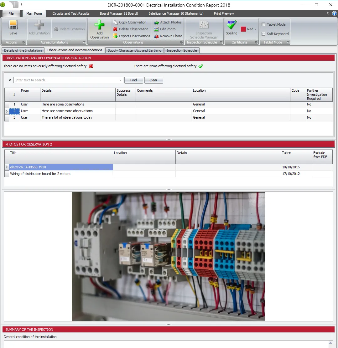 Photo showing how to attach photos to observations in Pirform