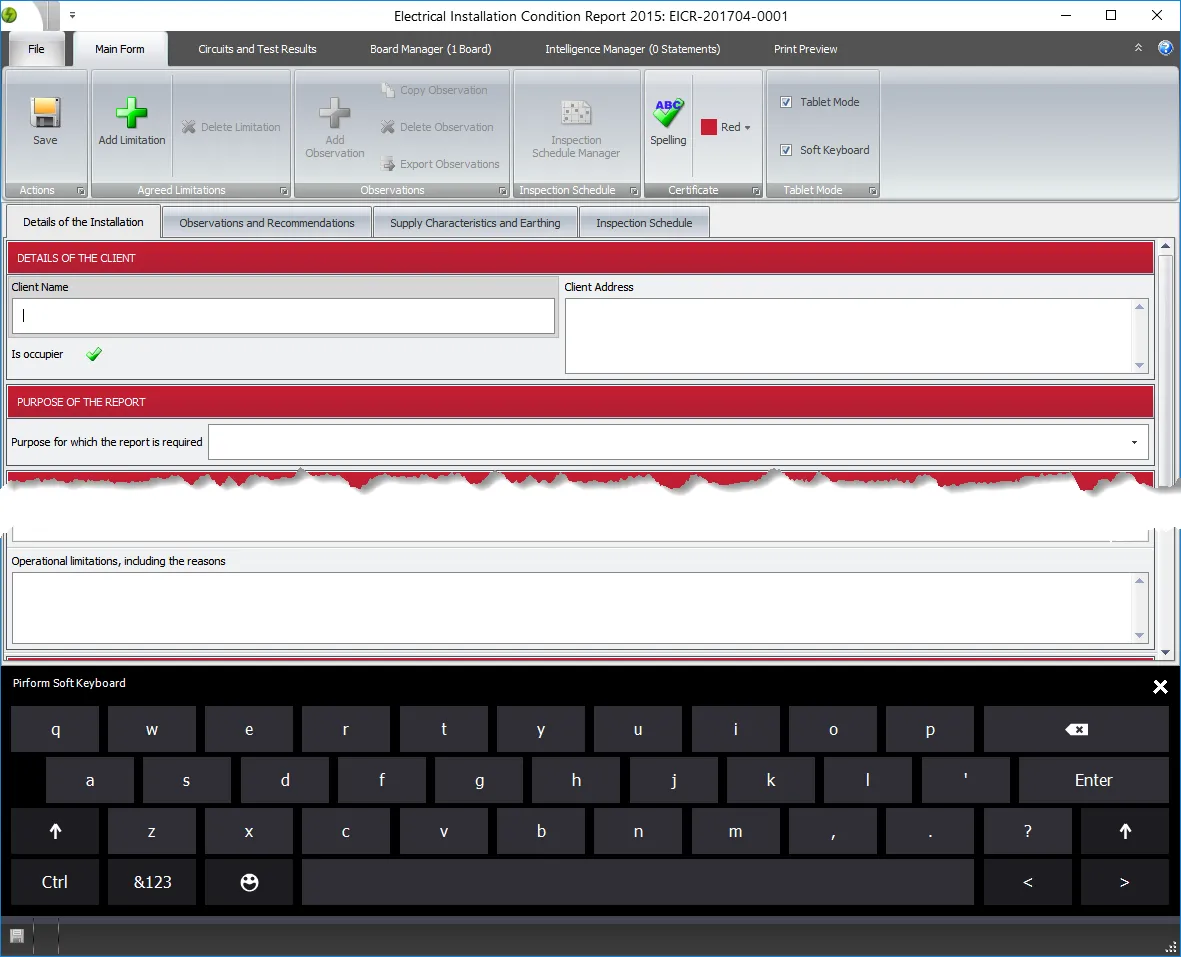 Shine Forms onscreen touch keyboard