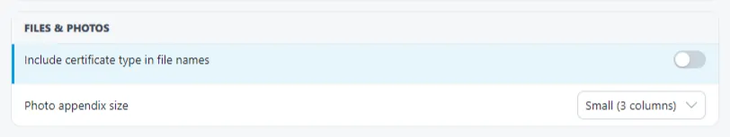 Option to Include Certificate Type in Filename Screenshot