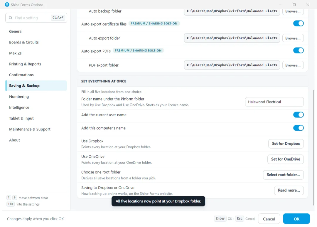 Animation showing how to use Dropbox or OneDrive options in Shine Forms