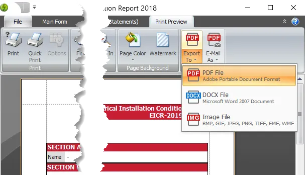 Print Preview Save as PDF Option Screenshot