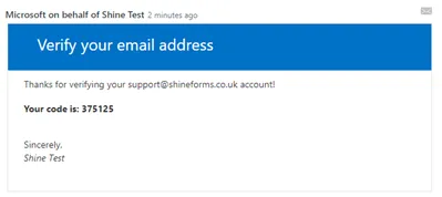 Email with verification code example