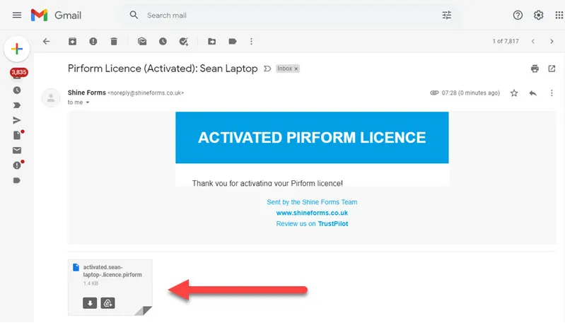 Save attachment option in Gmail
