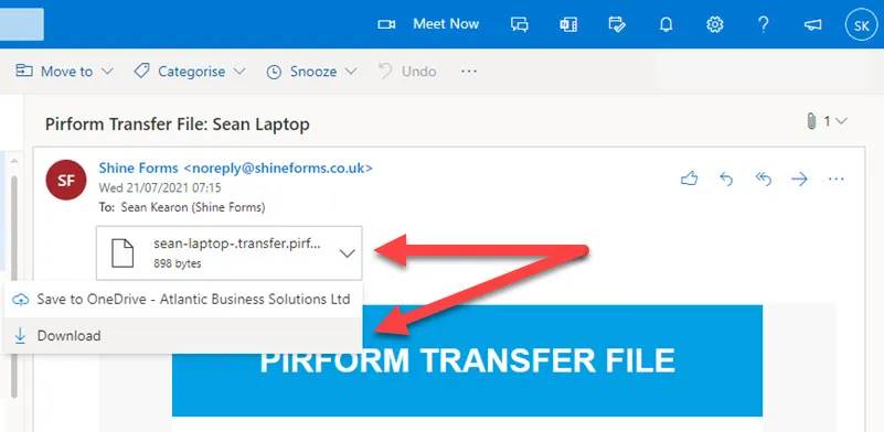Save attachment option in Outlook Online