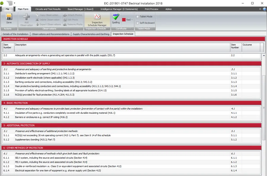 Schedule item numbering on the right