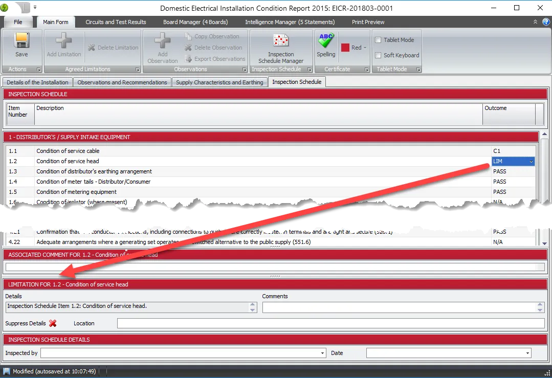 A screenshot detailing how limitations are automatically added when coding items to LIM.