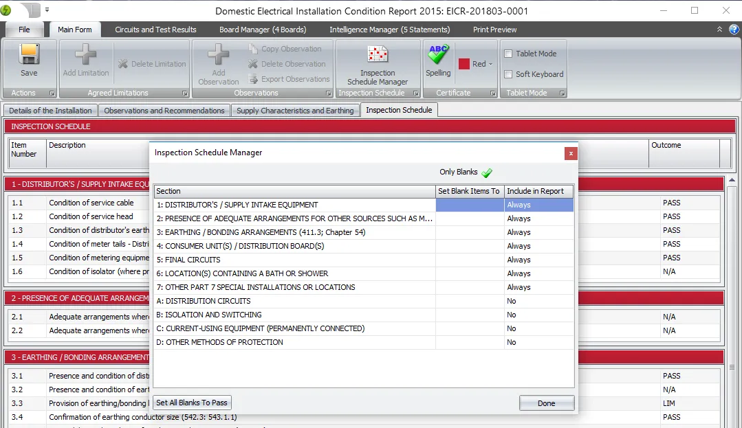 A screenshot showing the Inspection Schedule Manager in Shine Forms, with options for entering and updating schedule values.