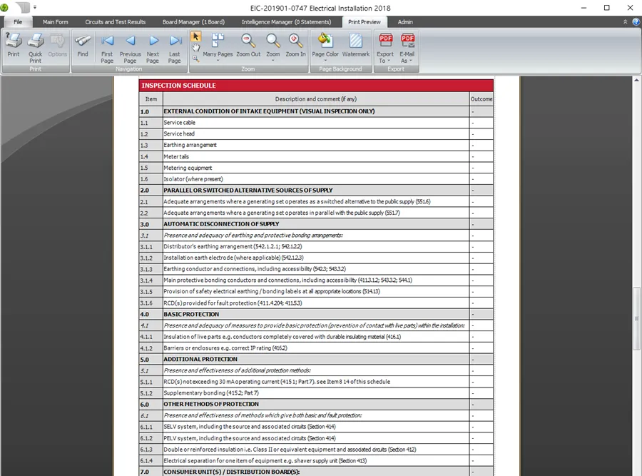 Schedule item subheadings