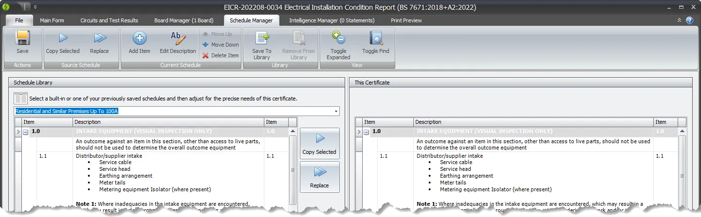 The Schedule Manager ribbon interface showcasing buttons for managing schedules, including options to copy, replace, and save, clearly aligned at the top