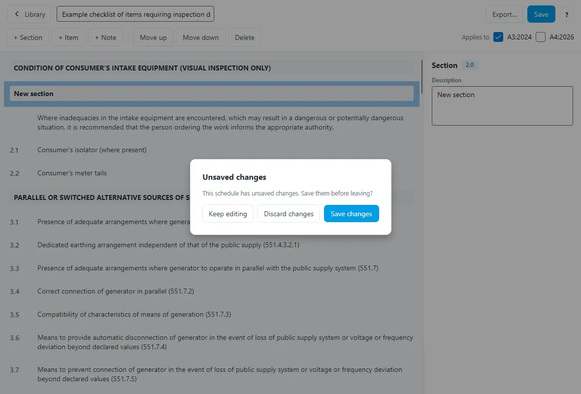 The unsaved changes prompt
