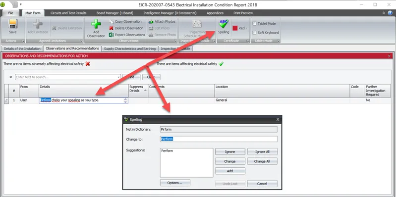 Screenshot of Shine Forms' built-in spellchecker