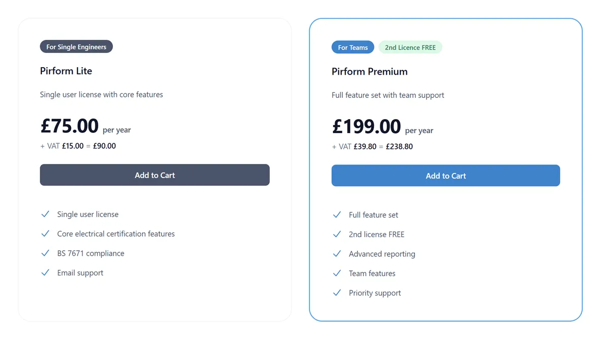 Image showing the store page with the options to add to cart.