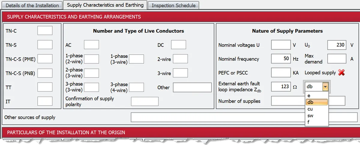 Choosing db for the external earth fault loop impedance