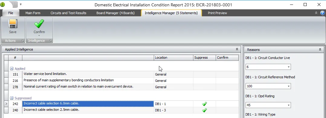 Screenshot Showing Suppressed Intelligence for Excluded Boards