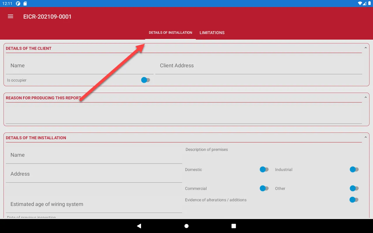 Tabs used to navigate sections in a screen