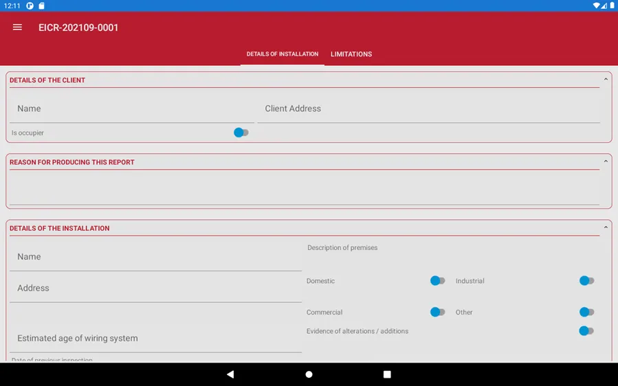The newly created certificate ready for entering data