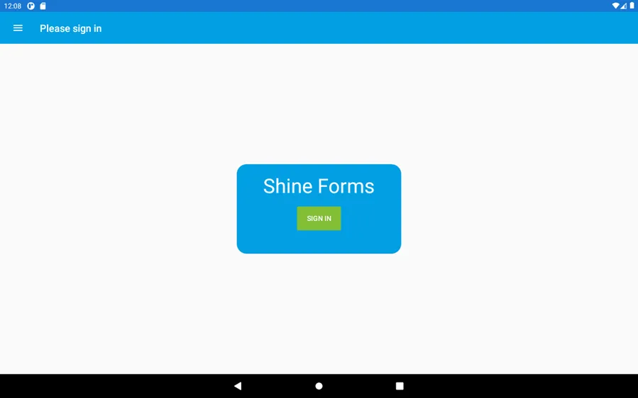 Tablet sign-in screen displaying login fields for email and password