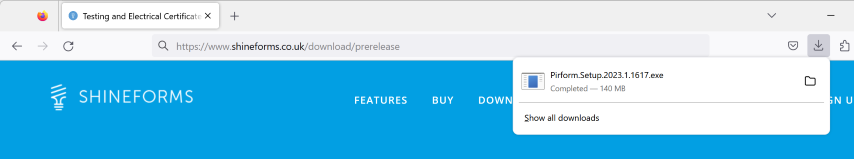 Windows SmartScreen activation message after a Firefox download