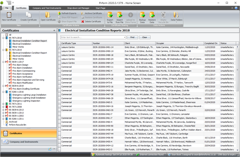 Screenshot of Shine Forms home screen