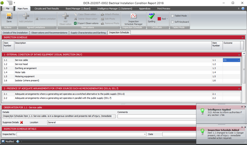 Pop-up notification showing intelligence added for section 1 marked as C1
