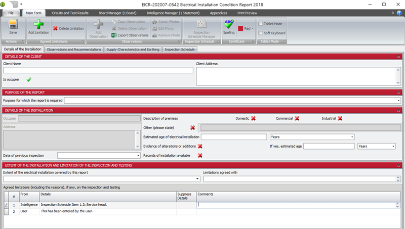 Limitations section in Shine Forms