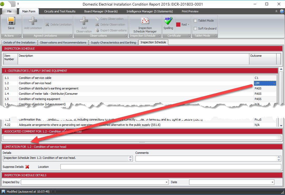 A screenshot detailing how limitations are automatically added when coding items to LIM.