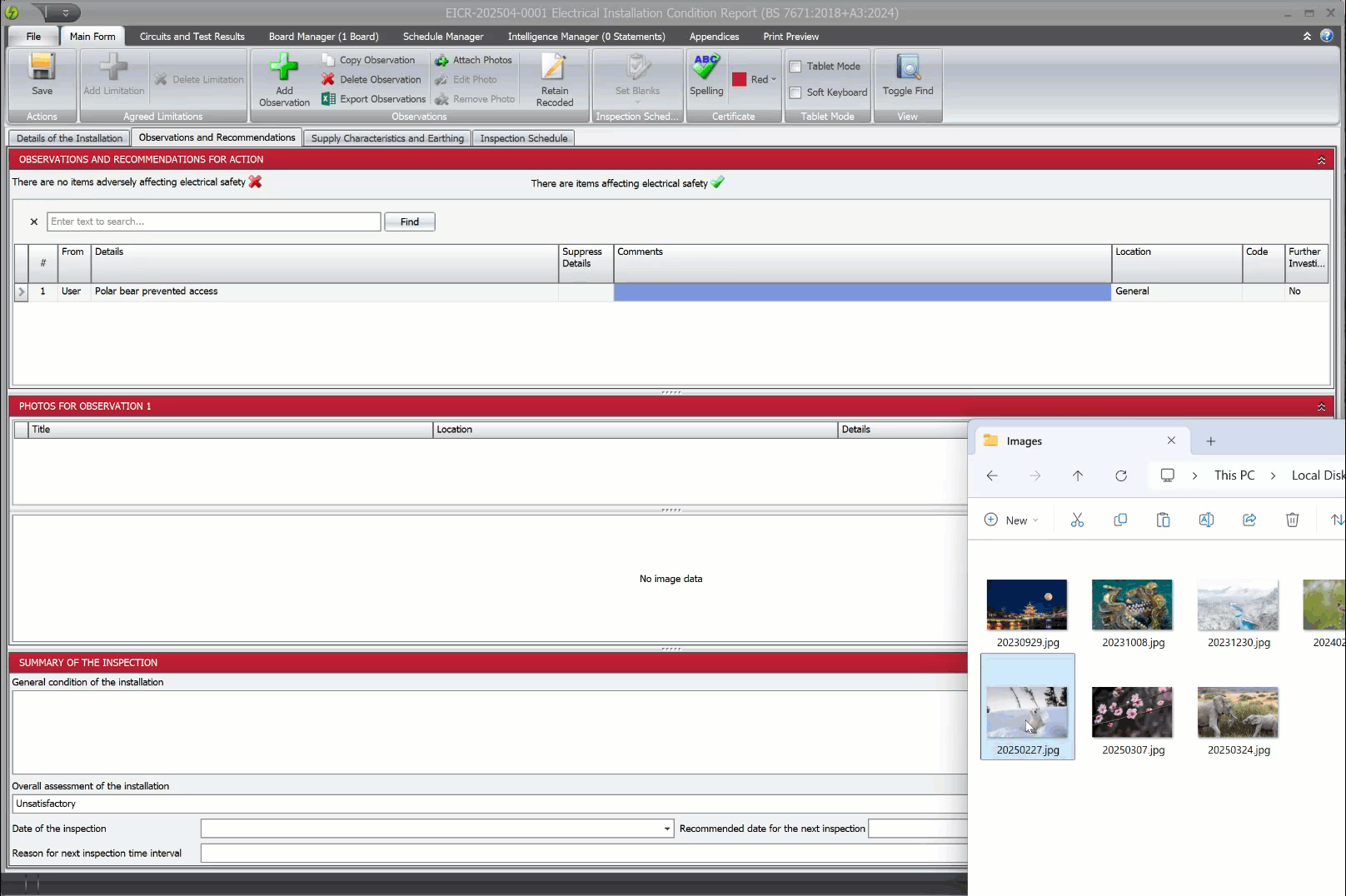 Dragging from the file system onto an observation
