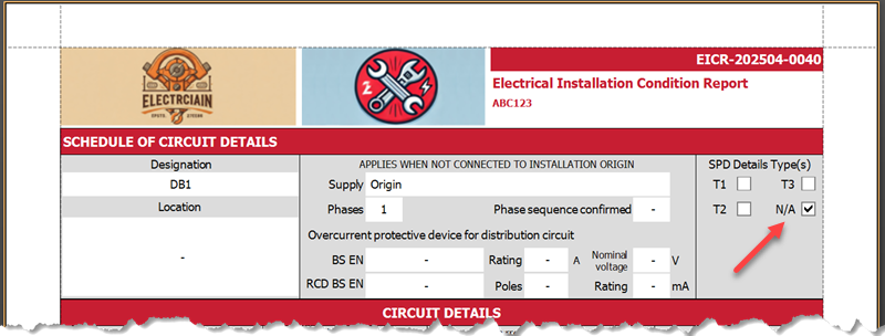 Reporting N/A for SPD in the PDF in board details