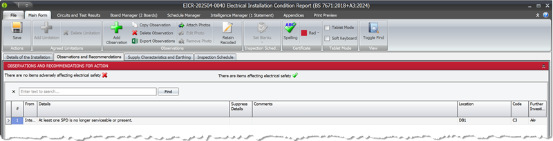 Observation showing FAIL for SPD
