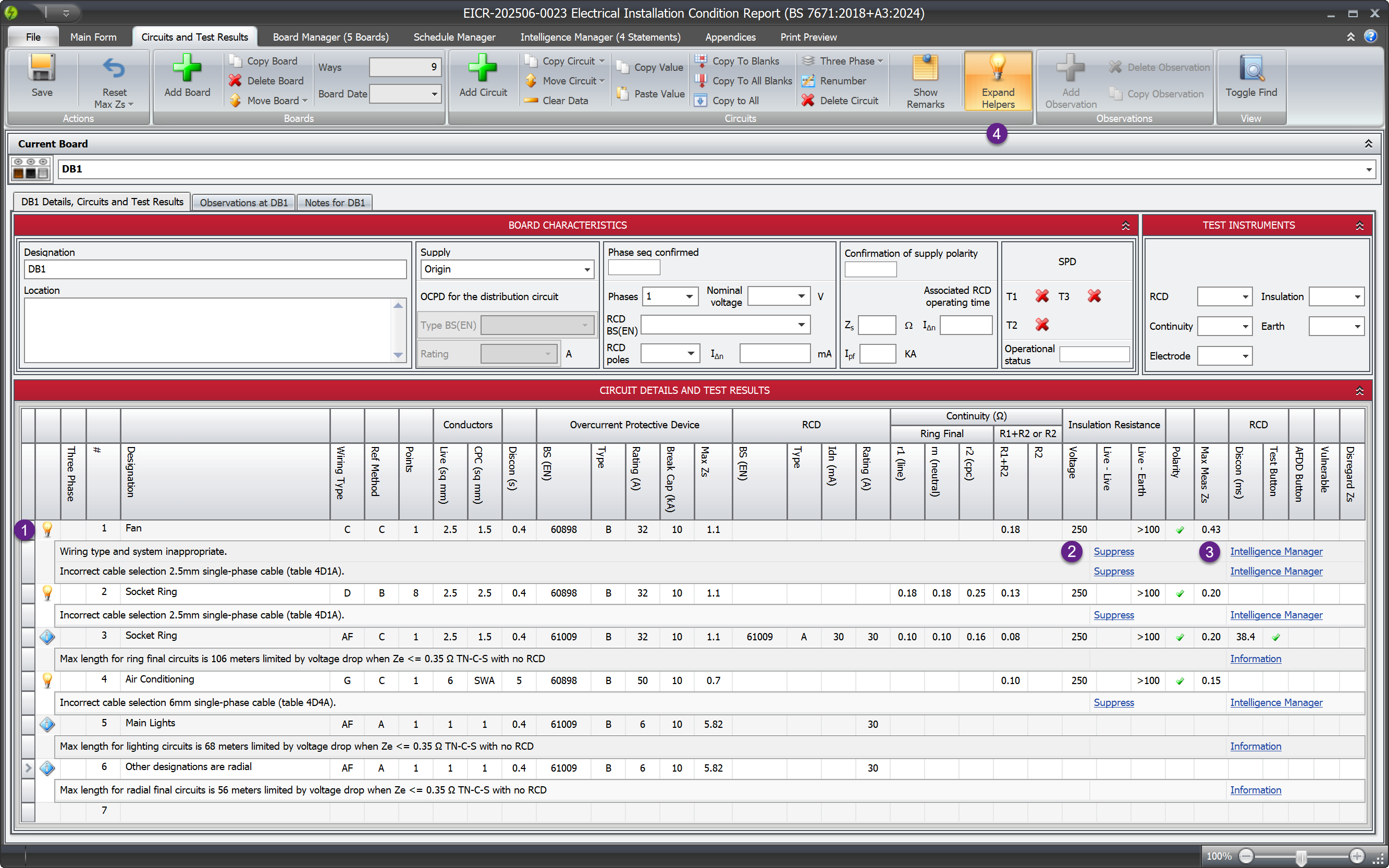 Screenshot of the Circuit Helper in Pirform